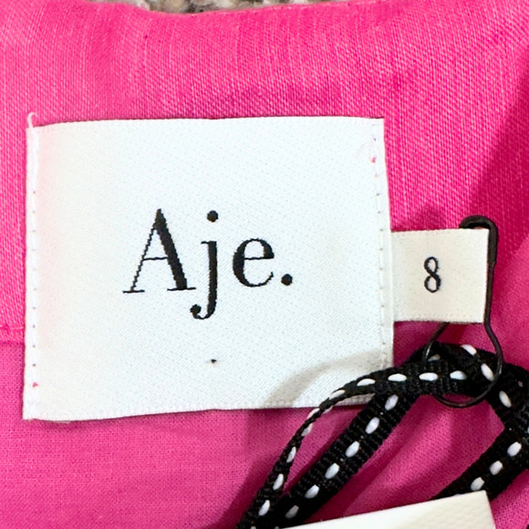 NWT Aje Admiration Hot Pink Balloon Sleeve Corset LaceUp Bow Mini Dress‎ US4|AU8 - Picture 12 of 13